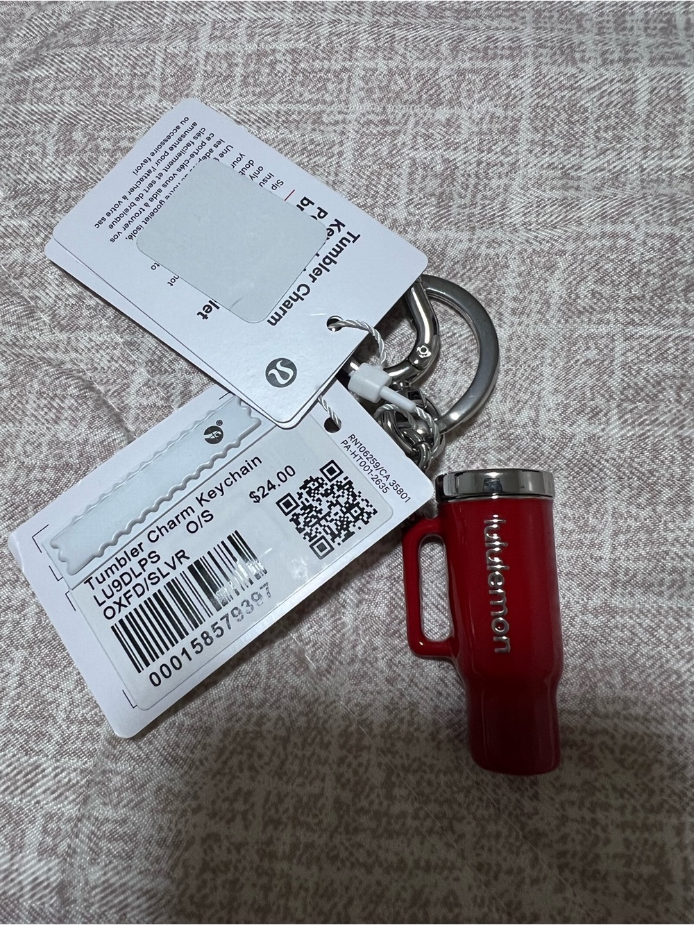 lululemon athletica Red Tumbler Charm Keychain